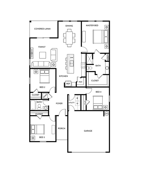 Locust Floor Plan | 4 Bed, 2 Bath, 1,802sqft | Woodland Village | Rental Homes in DeLand, FL